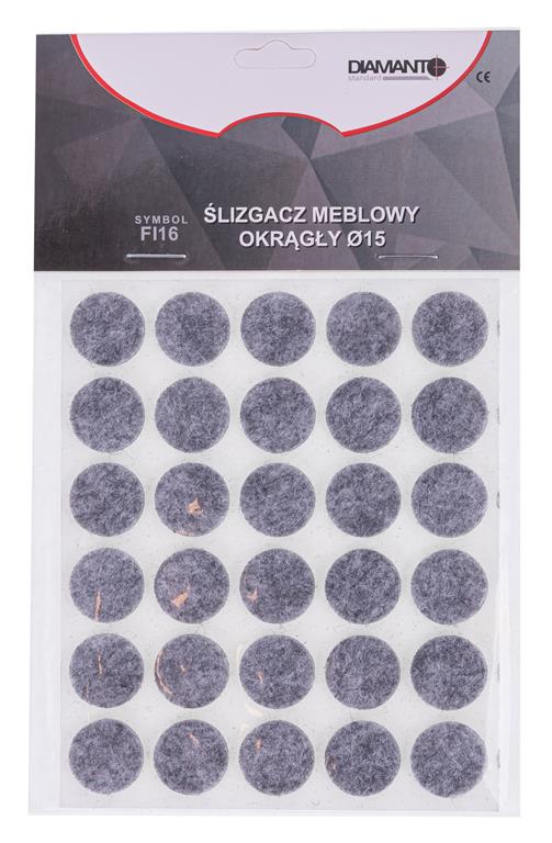 Ślizgacz meblowy okrągły fi 15mm 30szt DIAMANTO