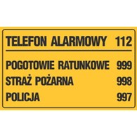 Tablica informacyjna 20x33cm TELEFON ALARMOWY 112