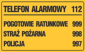 Tablica informacyjna 20x33cm TELEFON ALARMOWY 112