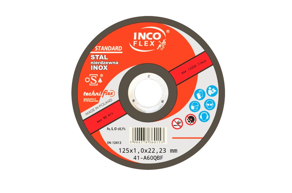 Tarcza INCO nierdzewka płaska 125x1,0mm