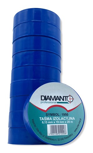 Taśma PCV 19mmx20m niebieska 10szt DIAMANTO