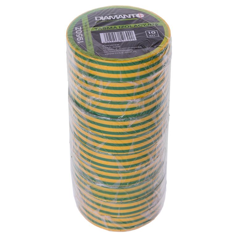 Taśma PCV 19mmx20m żółto-zielona 10szt DIAMANTO