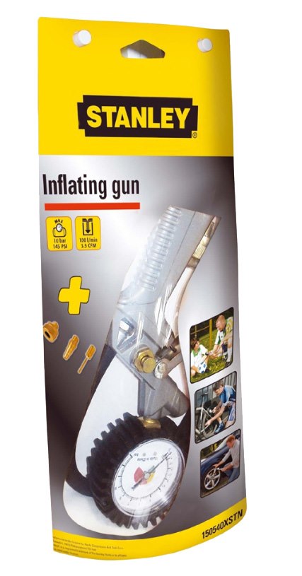 STANLEY Pistolet do pompowania z manometrem plus 3 dysze