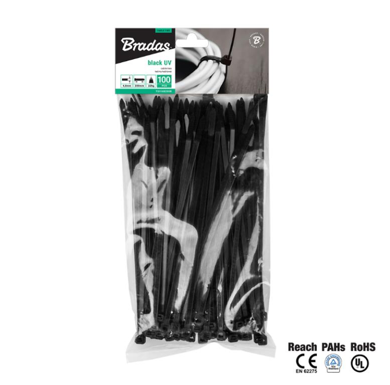 Opaska kablowa 7,6 x 250 czarna DIAMANTO