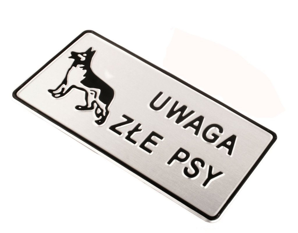 Tabliczka ostrzegawcza METALOWA duża (28x14)