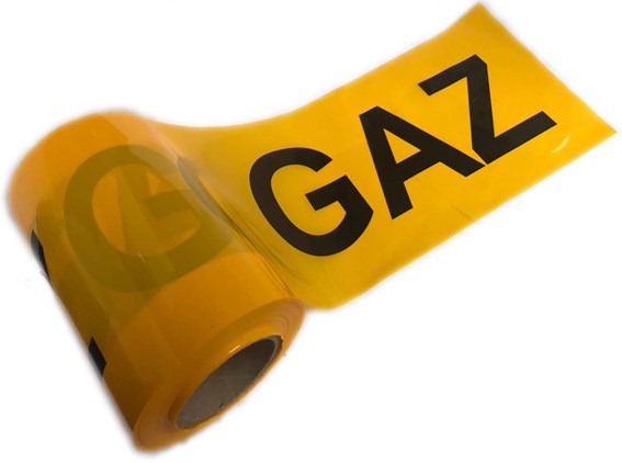 Taśma ostrzegawcza żółta GAZ 20cm x 100m