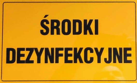Tablica informacyjna 20x33cm ŚRODKI DEZYNFEKCYJNE