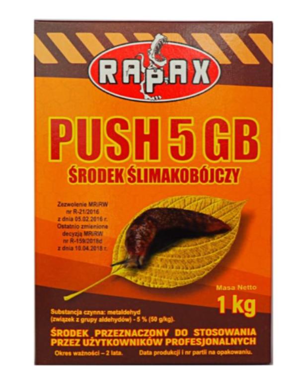 Trutka - granulat na ślimaki PUSH 5GB, w kartonie 1kg RAPAX