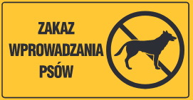Tablica informacyjna 12x22cm ZAKAZ WPROWADZANIA PSÓW