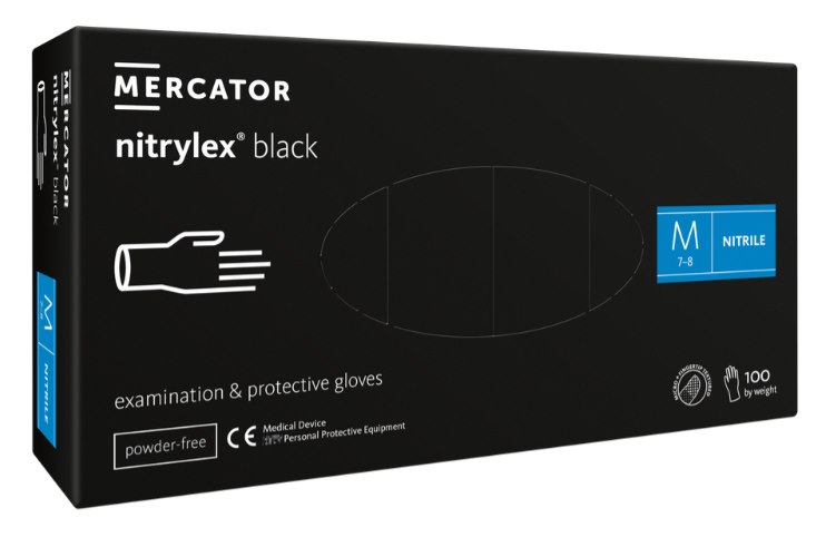 Rękawice NITRYLEX CLASSIC Czarne bezpudrowe rozm. XL, 100szt