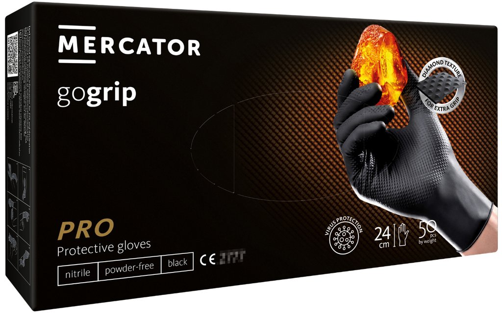 Rękawice GOGRIP-BLACK nitrylowe bezpudrowe rozm. L, 50szt