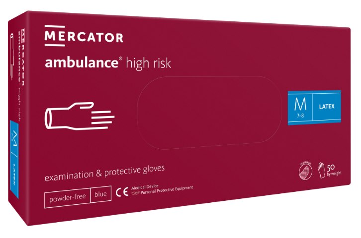Rękawice AMBULANCE HIGH RISK lateksowe bezpudrowe rozm. S, 50szt