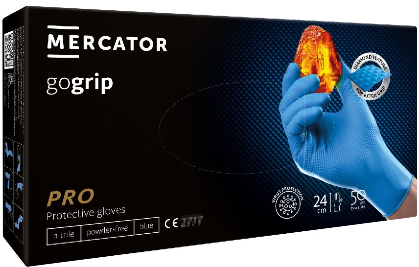 Rękawice GOGRIP-BLUE nitrylowe bezpudrowe rozm. S, 50szt