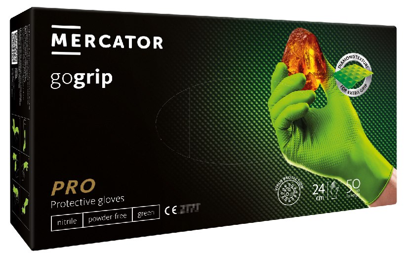 Rękawice GOGRIP-GREEN nitrylowe bezpudrowe rozm. M, 50szt