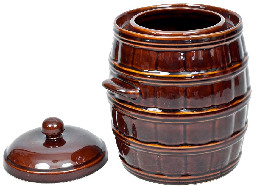 Beczka kamionkowa 12L z kołnierzem + pokrywką (hermetyczna)