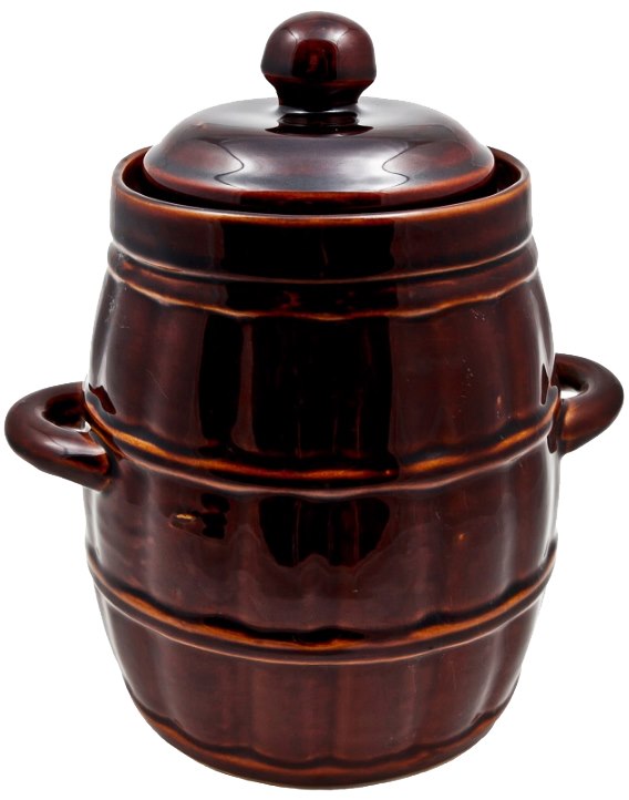Beczka kamionkowa  3,2L z kołnierzem + pokrywką (hermetyczna)