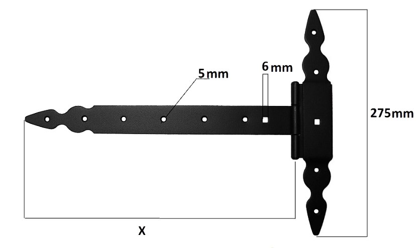 Zawias GOORAL  T  300mm z nakładką czarny