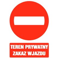 Tablica informacyjna 35x25cm TEREN PRYWATNY ZAKAZ WJAZDU