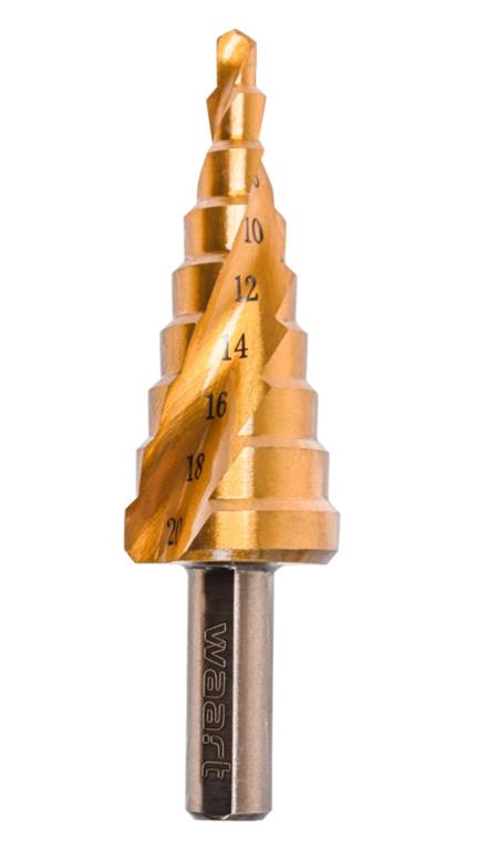 WAART Wiertło stopniowe spiralne 4,0 - 32,0 mm, tytanowane