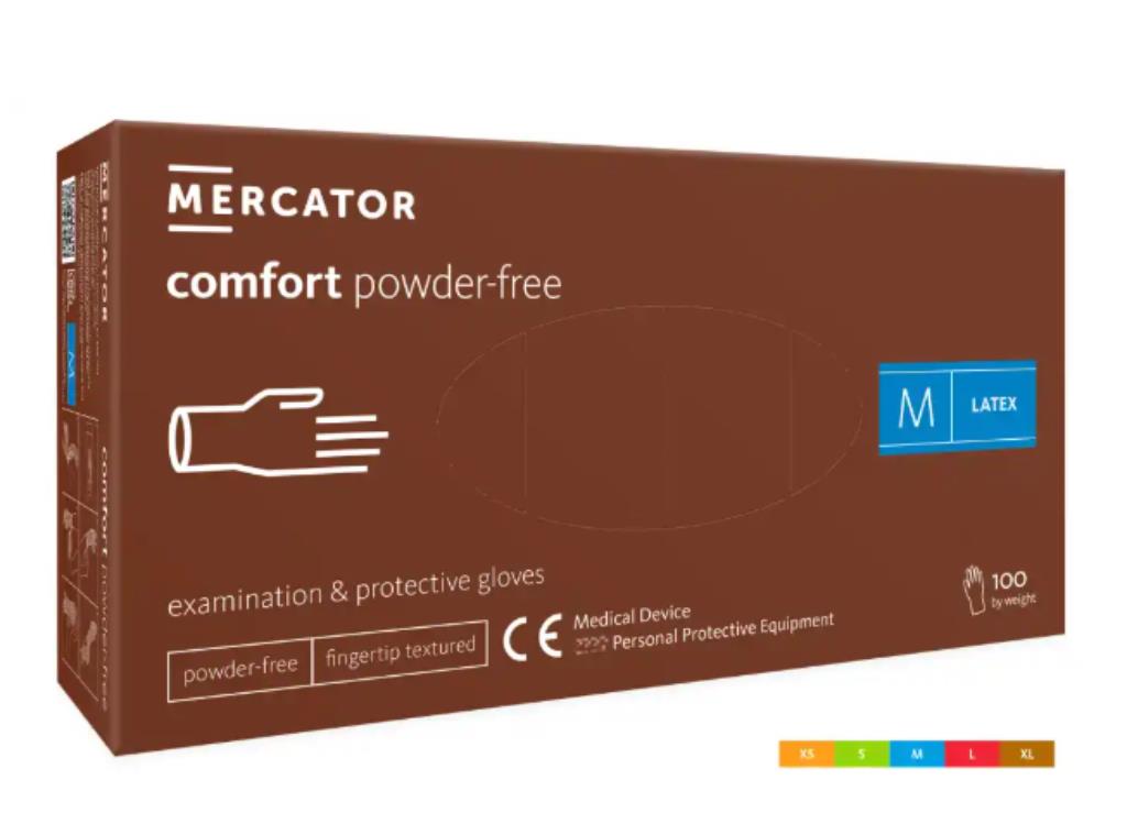 Rękawice LATEX COMFORT Białe bezpudrowe rozm. L, 100szt