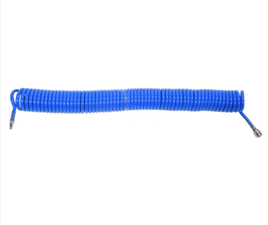 Wąż spiralny PU z szybkozłączami 8mmx12mmx15m