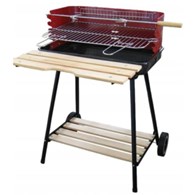 Grill prostokątny z drewnianymi półkami