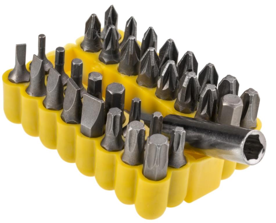 Zestaw końcówek wkrętakowych z uchwytem magnetycznym CrV - 33 szt