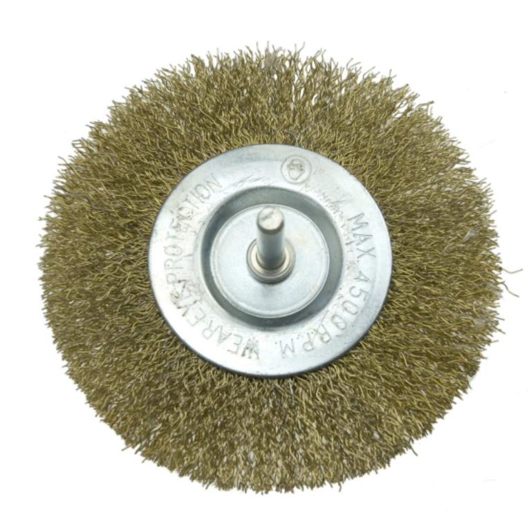 Szczotka druciana tarczowa 100 mm, trzpień 6 mm